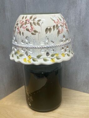 Hand-Painted Floral Ceramic Luminary - Pink, Yellow & Green Discontinued